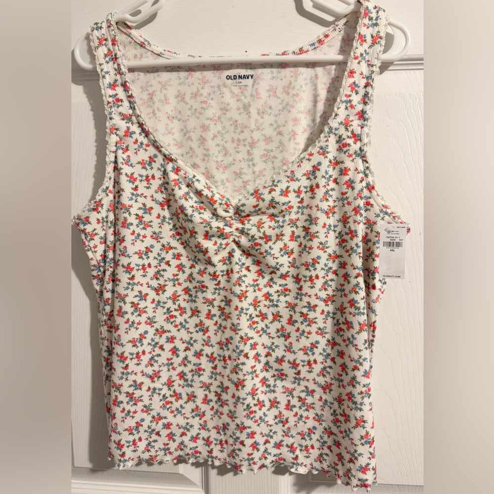 Cinched Floral Tank Top XXL NWT